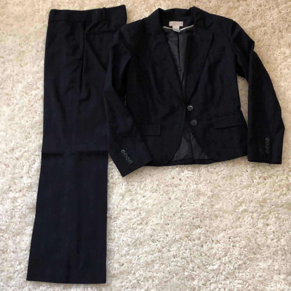 Navy pinstripe suit